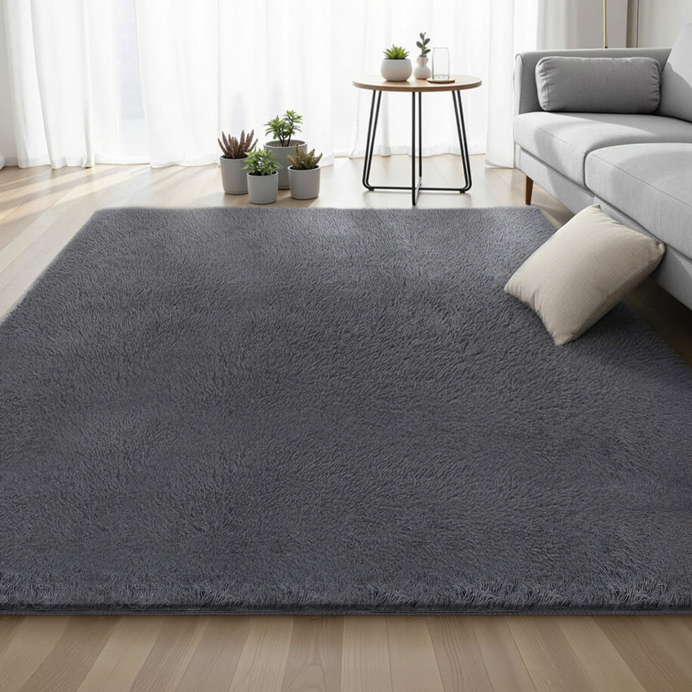 Artiss Floor Rug 200x290cm Plush Area Shaggy Rug Living Room Bedroom Carpet Grey