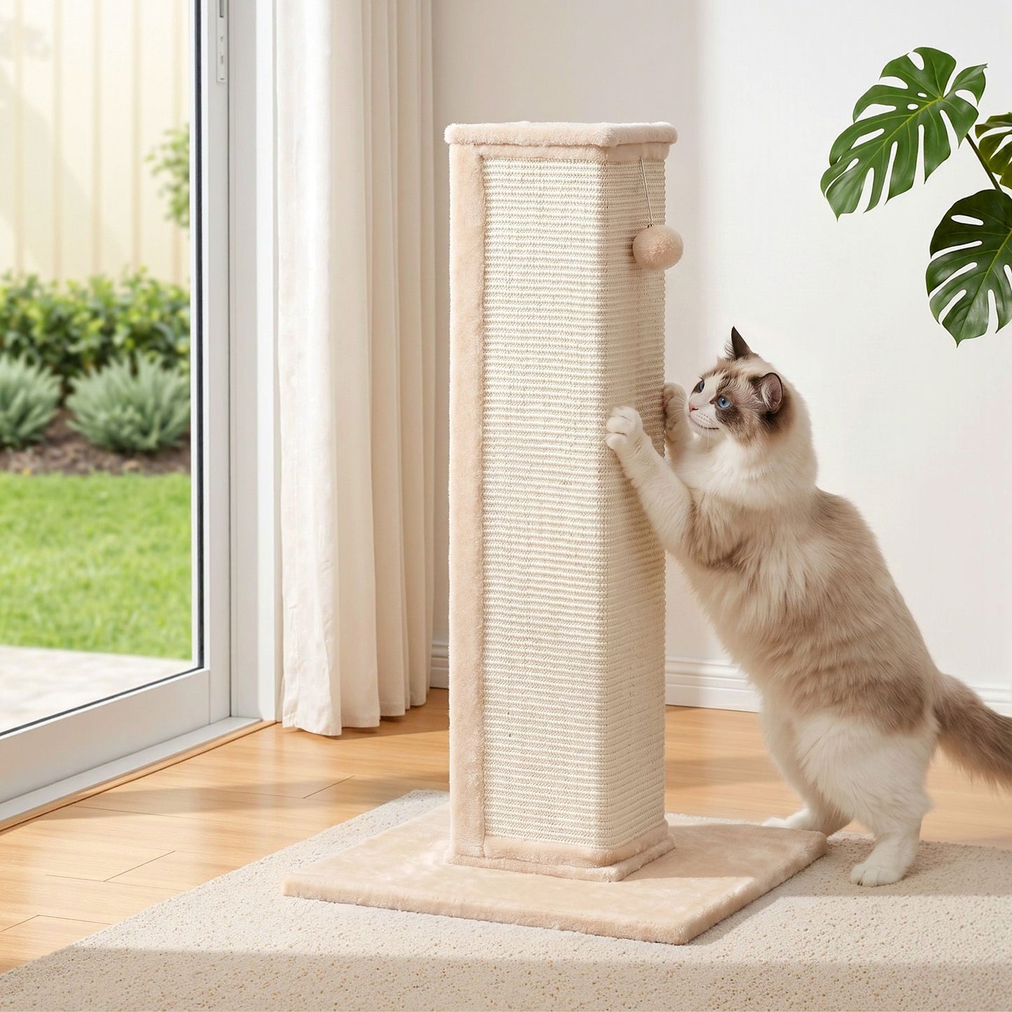 i.Pet Cat Tree 89cm Scratching Post Tower Scratcher Wood Condo Bed House Trees Beige