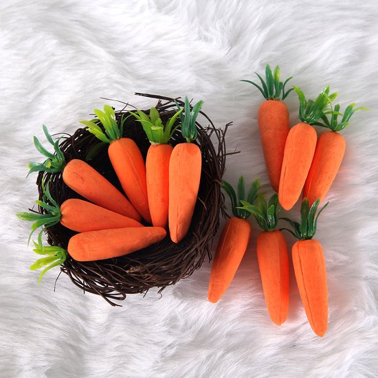 Easter Decorations - Realistic Carrot Figures - Pack of 12 - Mini Foam Carrots 7cm - Party Decorations