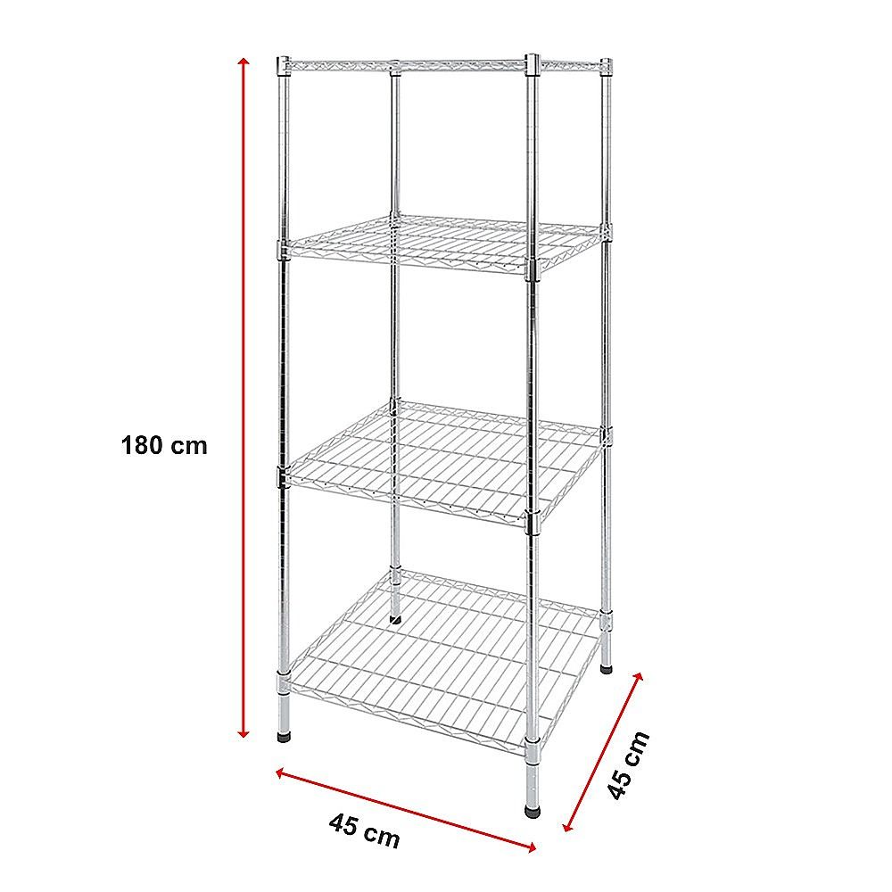 Wire Storage Rack – 45x45cm Chrome Shelving with Fixed Legs