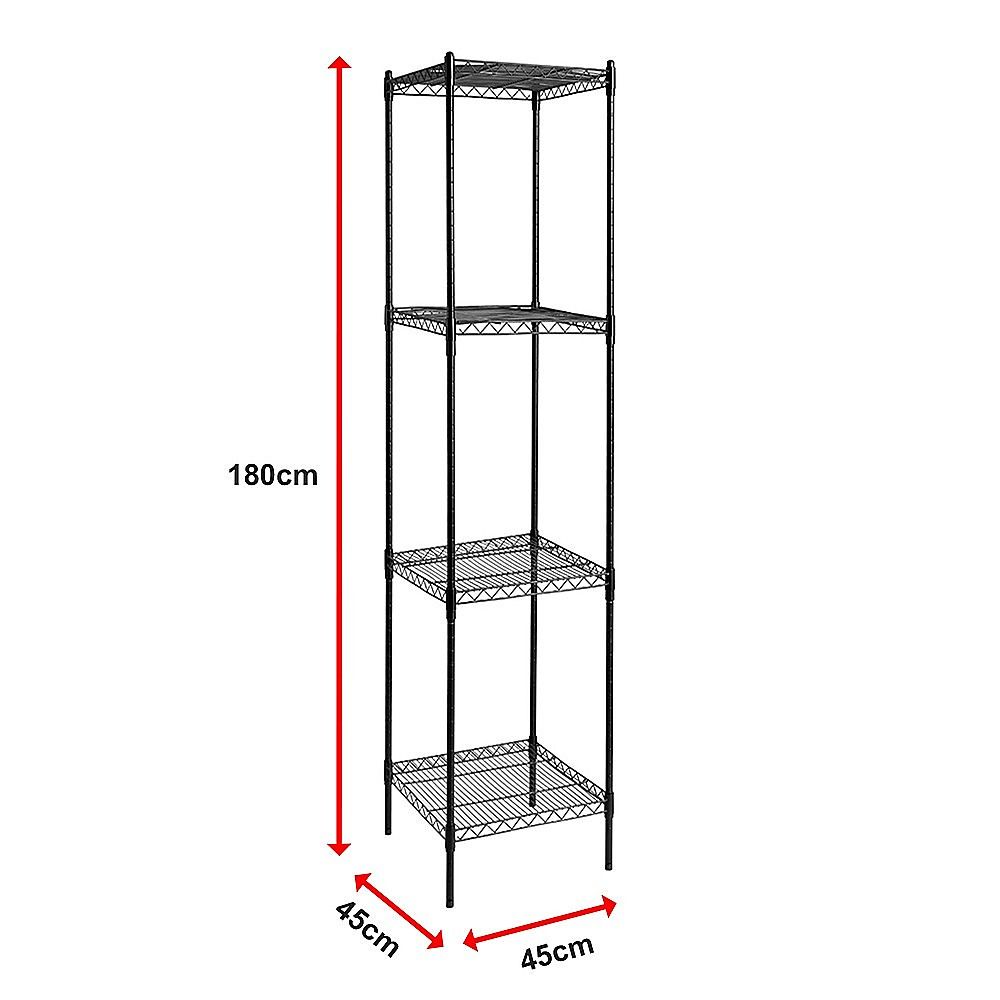 Wire Storage Rack – 45x45cm Black Shelving with Fixed Legs