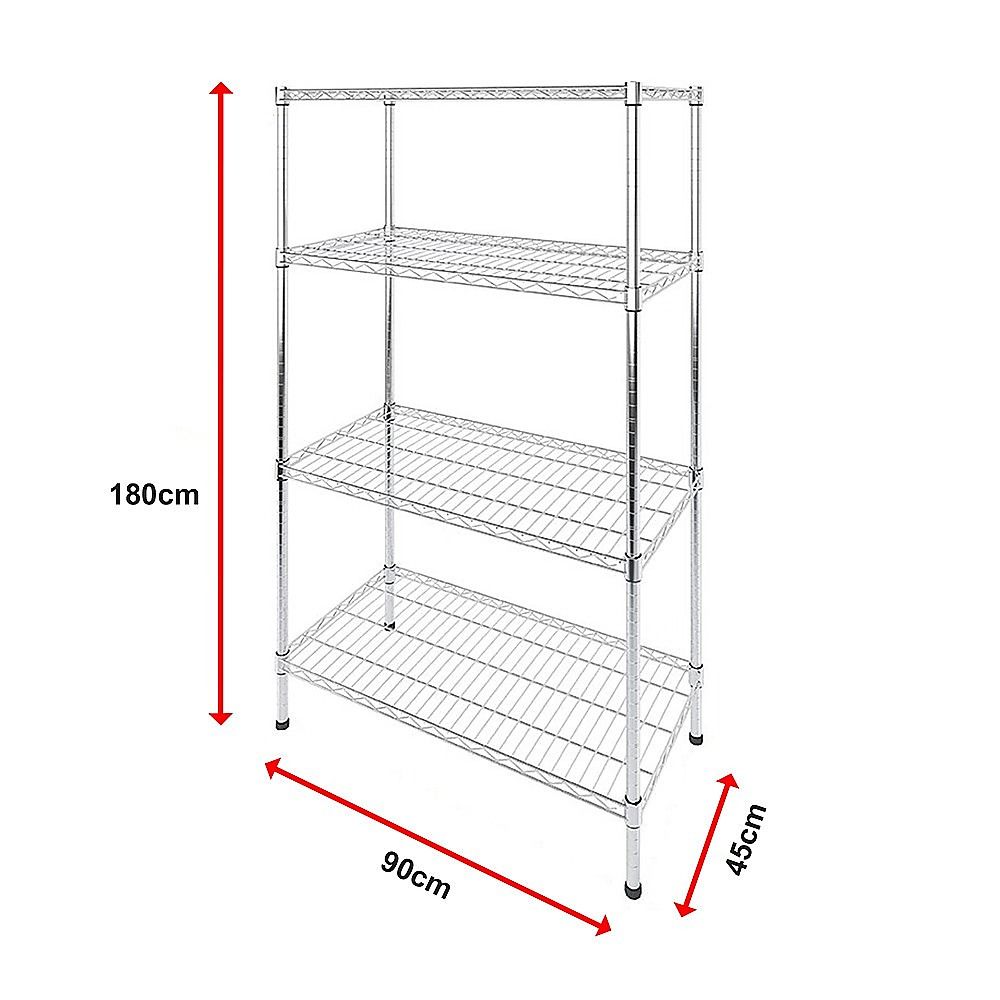 Wire Storage Rack – 90x45cm Chrome Shelving with Fixed Legs