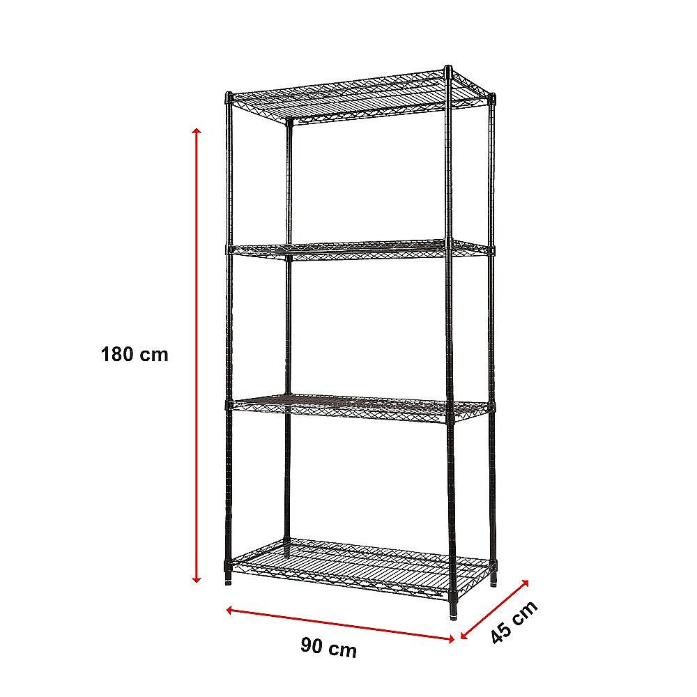 Wire Storage Rack – 90x45cm Black Shelving with Fixed Legs