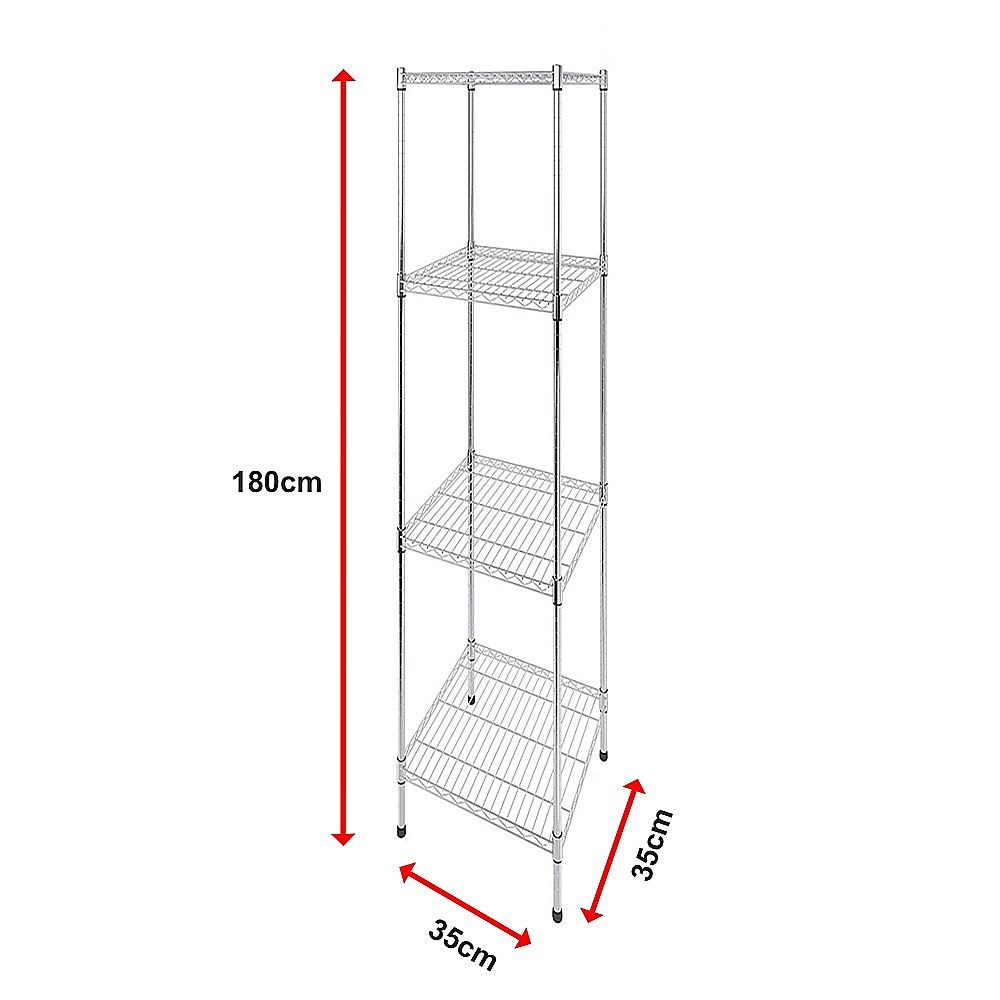 Wire Storage Rack – 35x35cm Chrome Shelving with Fixed Legs