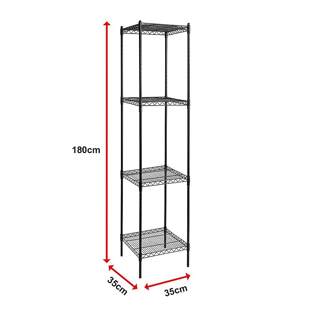 Wire Storage Rack – 35x35cm Black Shelving with Fixed Legs