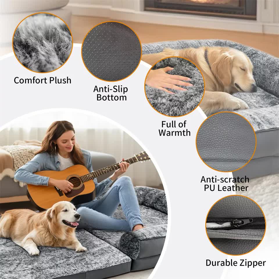 XL Human Sized Dog Bed Foldable Orthopedic Pet Dog Sofa Couch Comfy Big Bean Bed