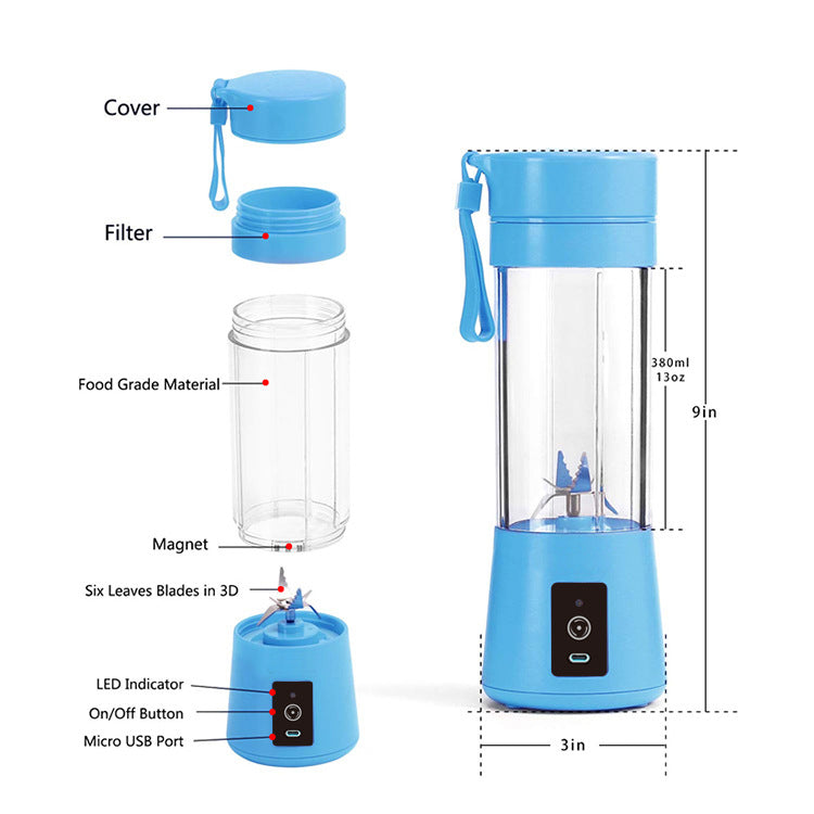 White Portable Blender USB Rechargeable - Personal Size Smoothie Maker On The Go