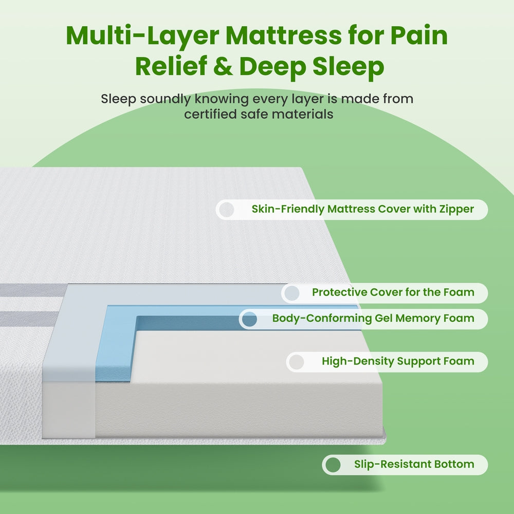 BedStory King Memory Foam Mattress 20cm Cooling Gel Foam Mattress in a Box Medium Soft Feel
