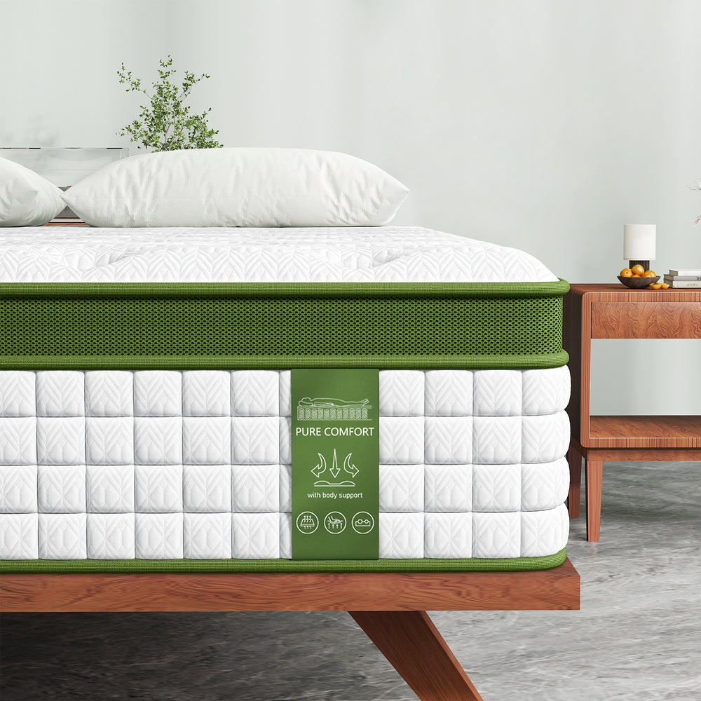 BedStory 34cm Queen Latex Hybrid Mattress Medium Firm - 5 Zone Pocket Spring Bed for Pressure Relief Motion Isolation
