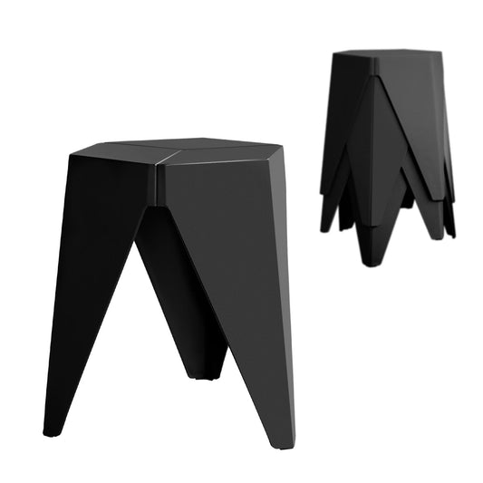 Artiss 4PC Puzzle Stool Plastic Bar Stools Stackable Black