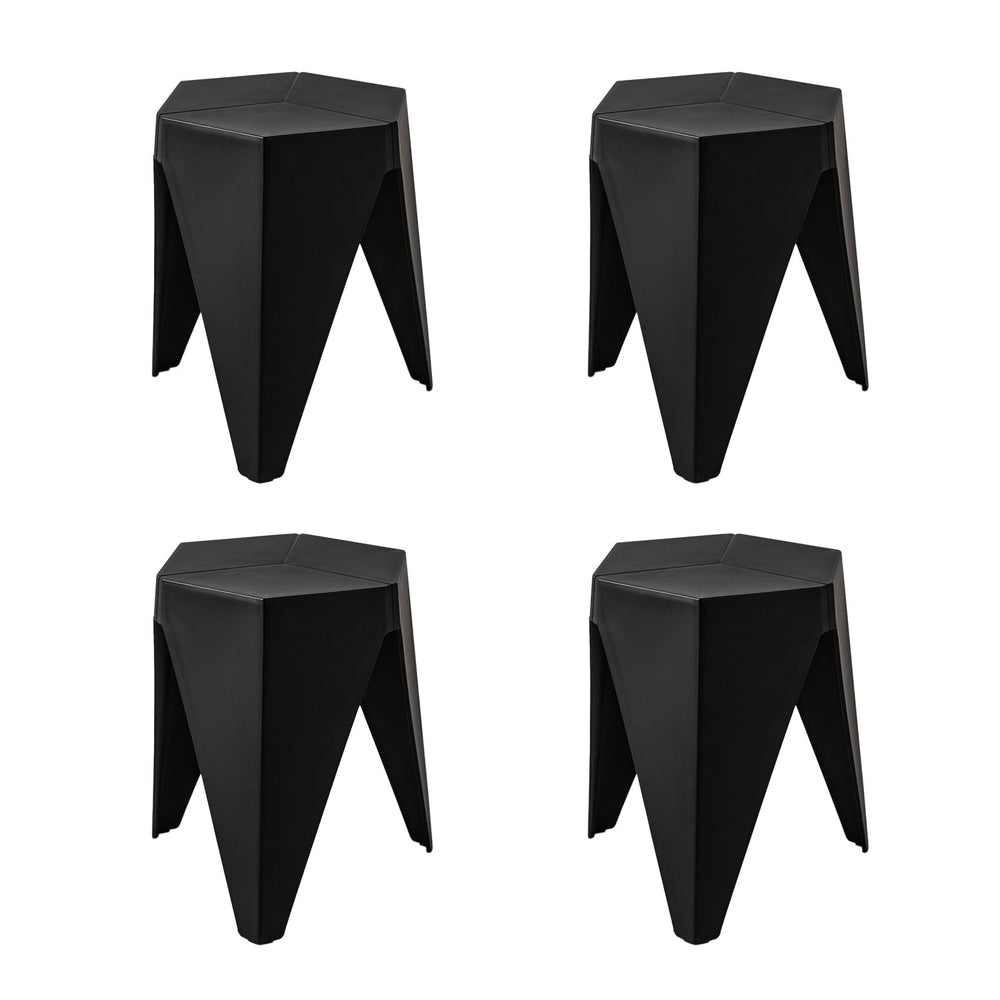 Artiss 4PC Puzzle Stool Plastic Bar Stools Stackable Black