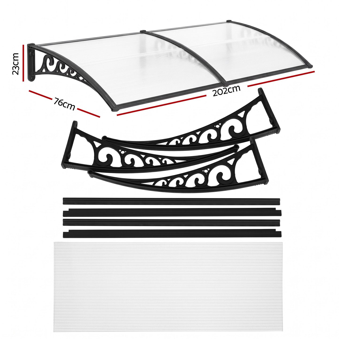 Instahut Window Door Awning 0.8mx2m Transparent