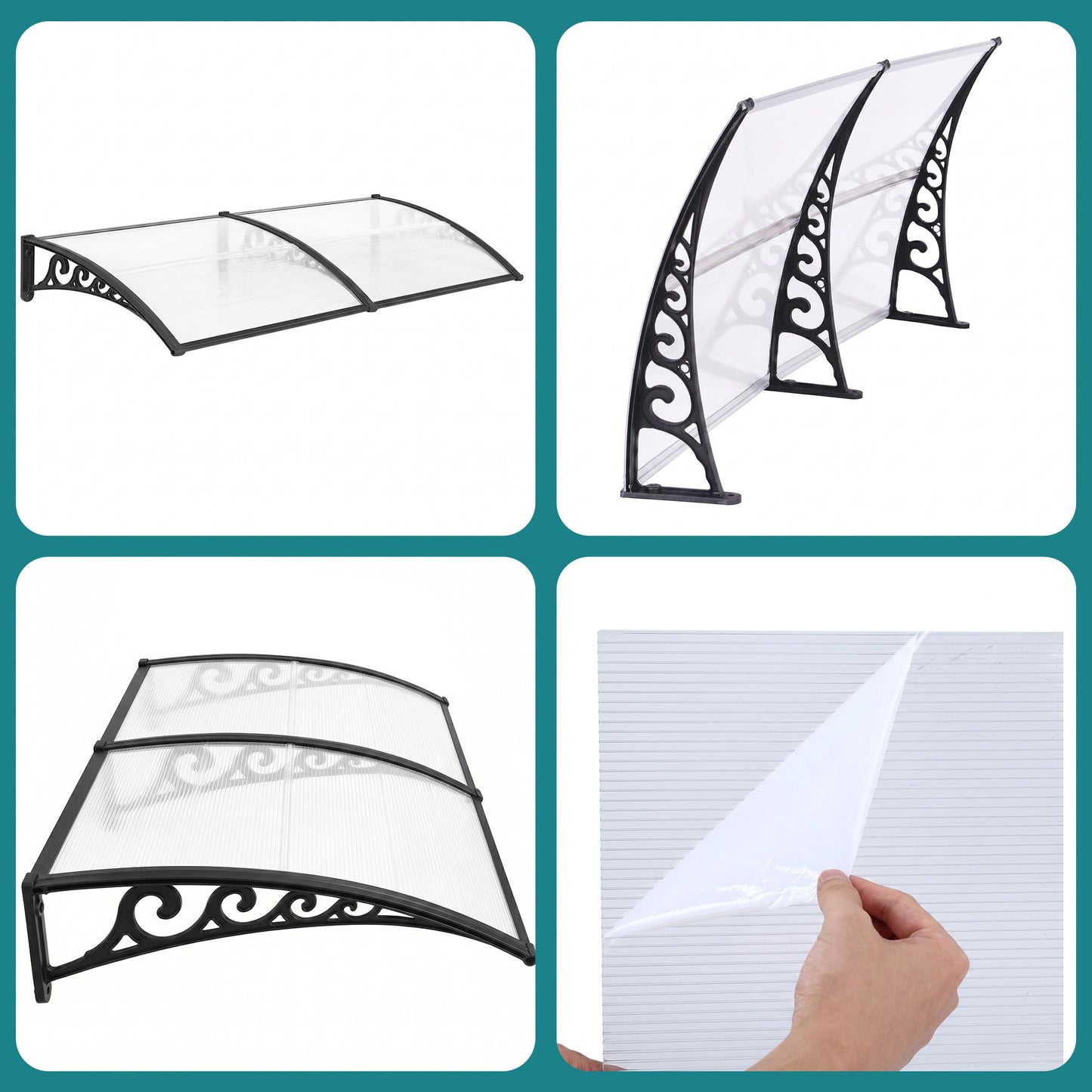 Instahut Window Door Awning 0.8mx2m Transparent