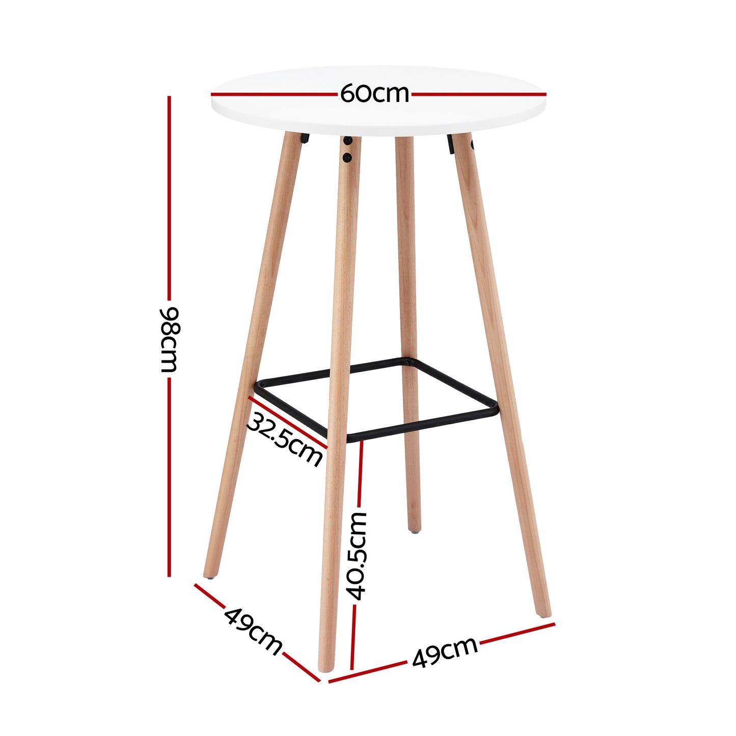 Artiss Bar Table Round Counter Kitchen Dining Desk Pub 98cm Height Wood White