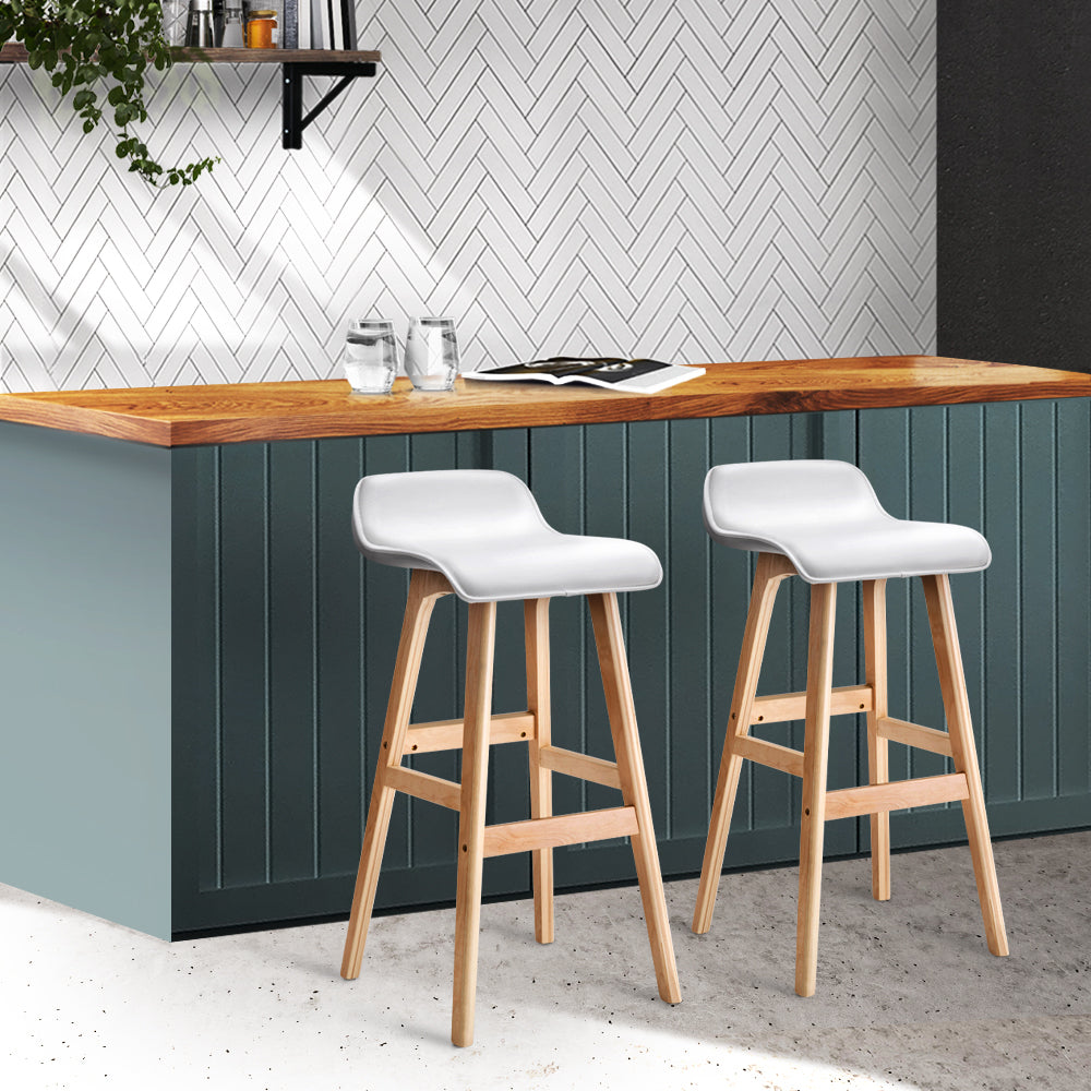 Artiss 2x Bar Stools Wooden Stool White