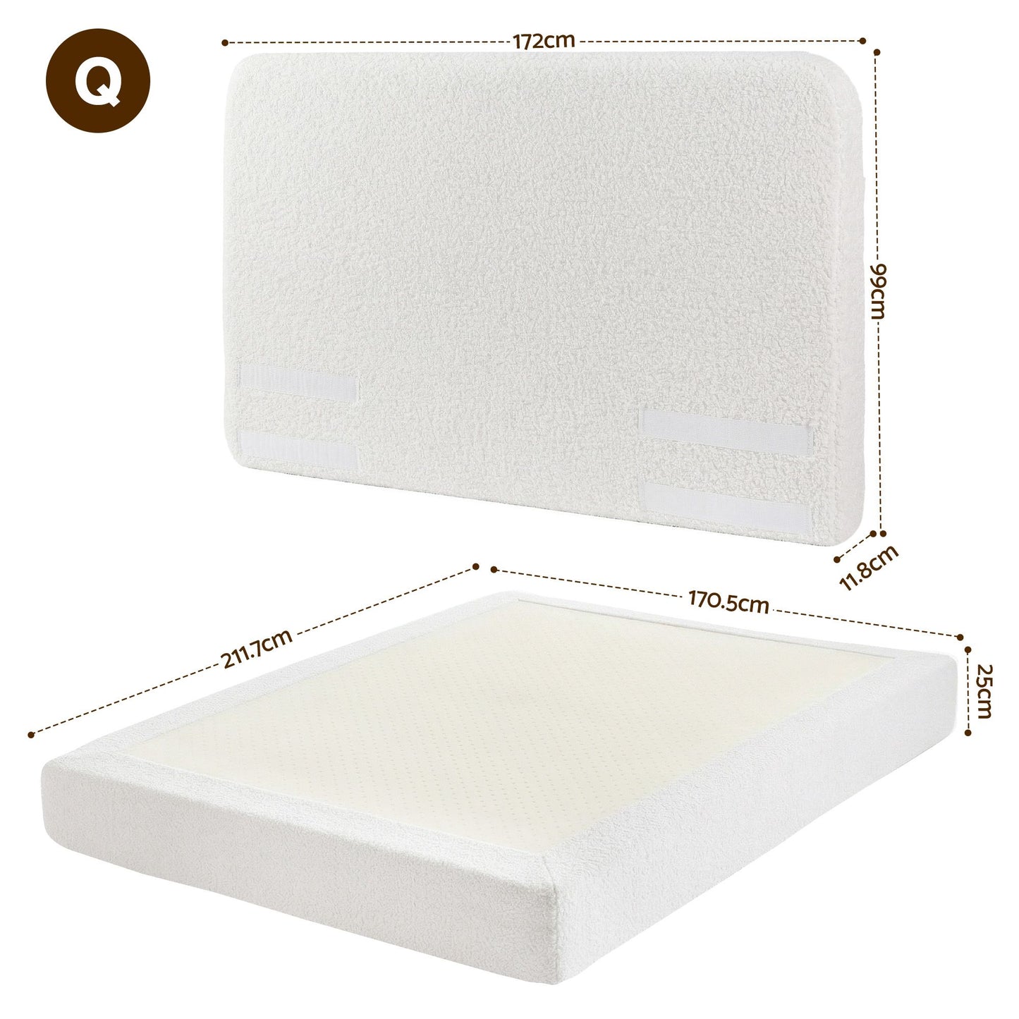 Artiss Queen Bed Frame Boucle Fabric Vacuum Compressed Beds Washable Cover No-Assembly