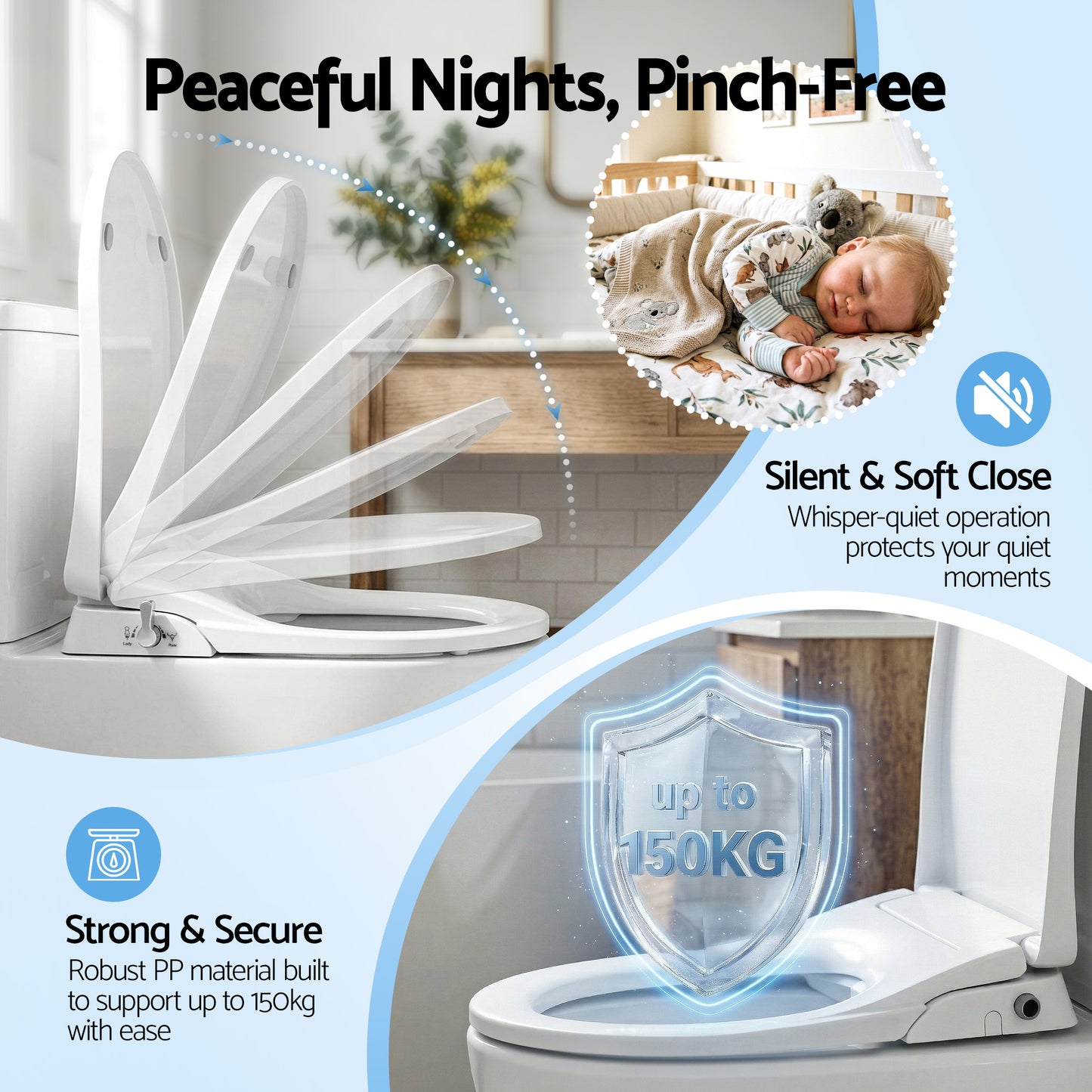 Cefito Non Electric Bidet Toilet Seat D-Shape Dual Nozzle Soft Close WaterMark DIY