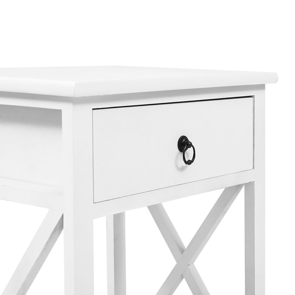 Artiss 2 X Bedside Table 1 Drawer with Shelf - EMMA White