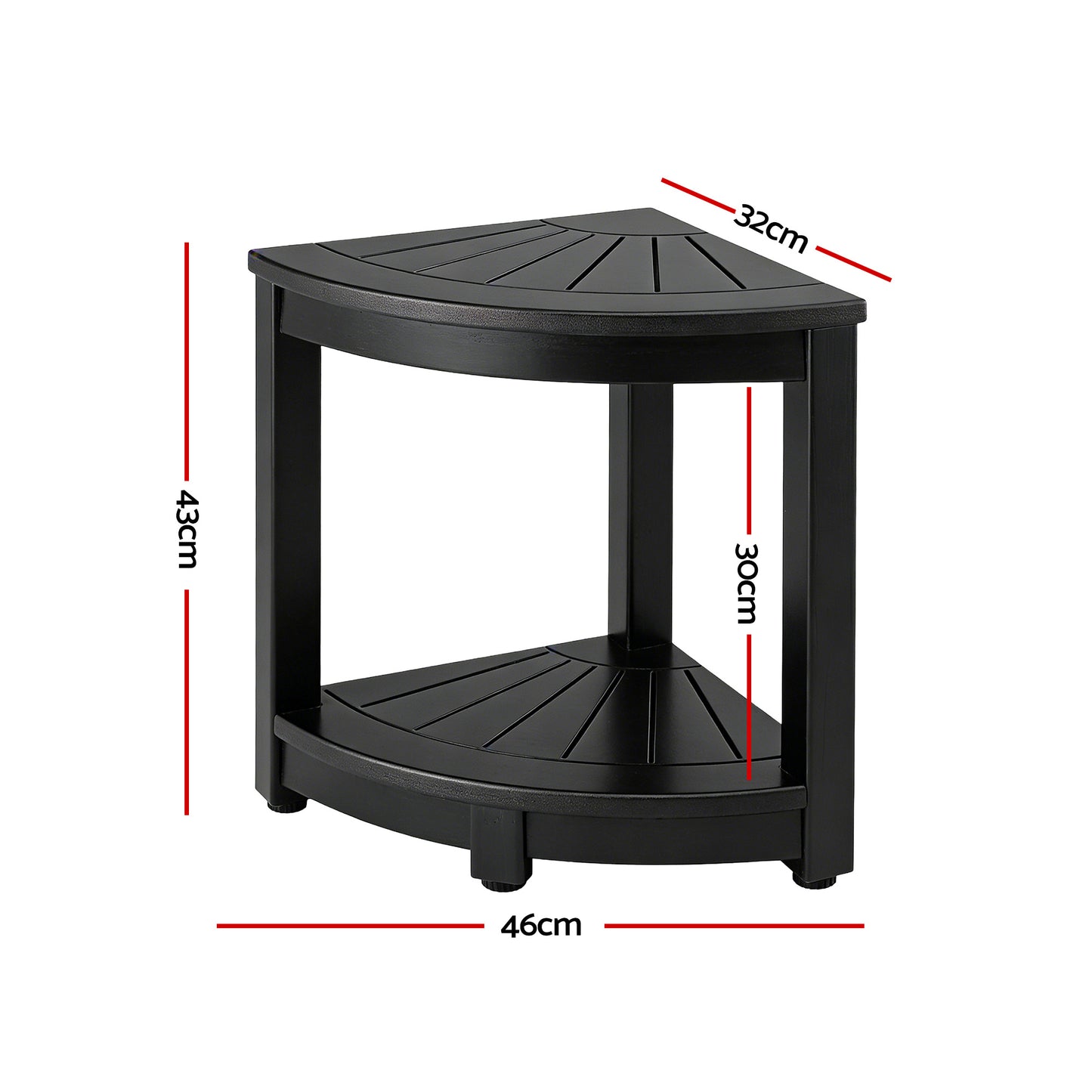 Gardeon Outdoor Coffee Side Table HDPE Desk Corner Shower Stool Bench Seat with Storage Shelf Black