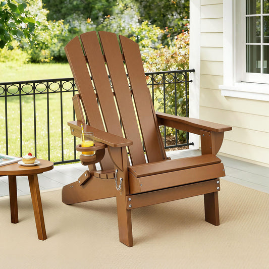 Gardeon Outdoor Chairs Folding Adirondack Beach Chair HDPE Sun Lounge Patio Furniture Garden Brown