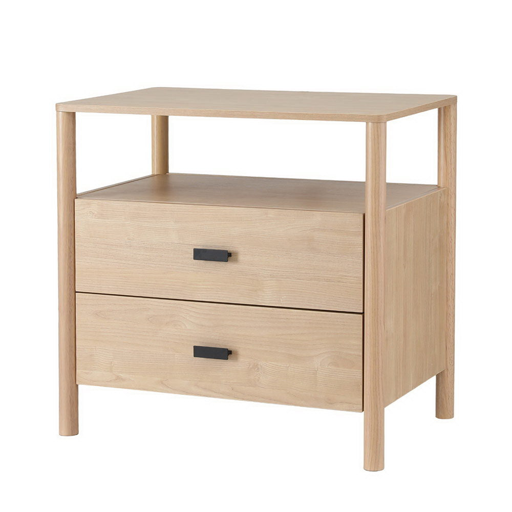 Artiss Bedside Table Nightstand 2 Drawers - Pine