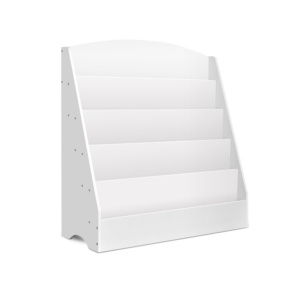 Keezi 5 Tiers Kids Bookshelf Magazine Shelf Organiser Bookcase Display Rack White