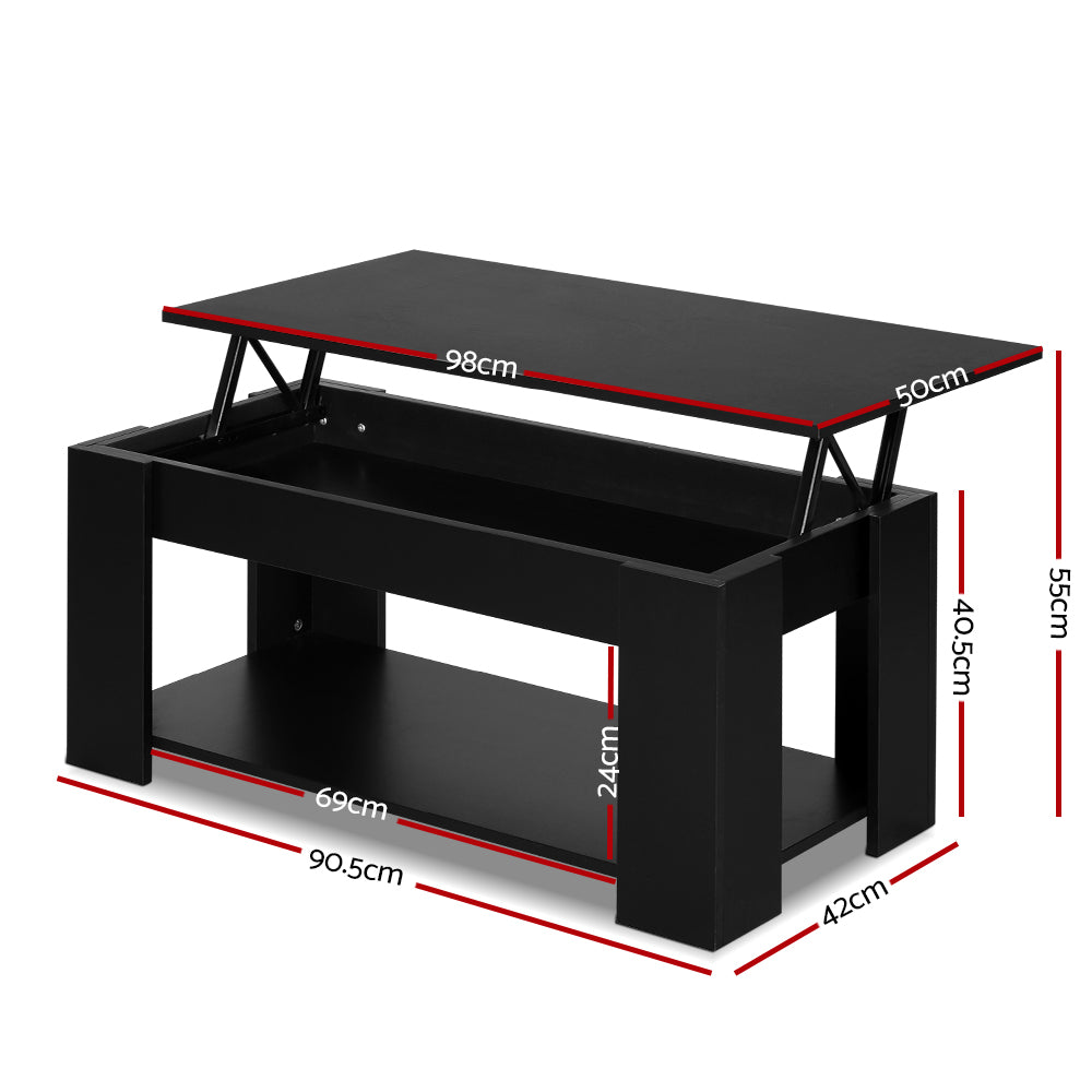 Artiss Coffee Table Lift-top Coffee Table Black