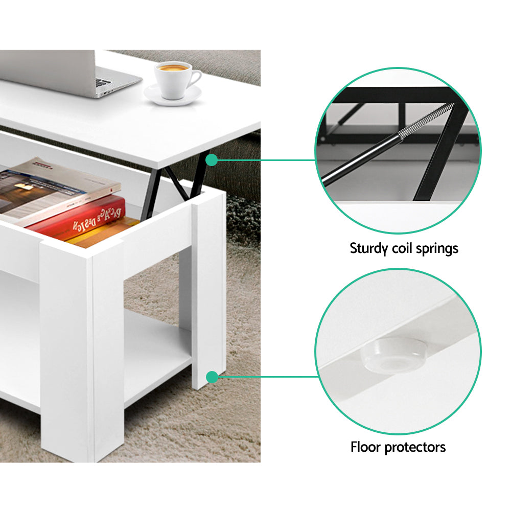 Artiss Coffee Table Lift-top Coffee Table White