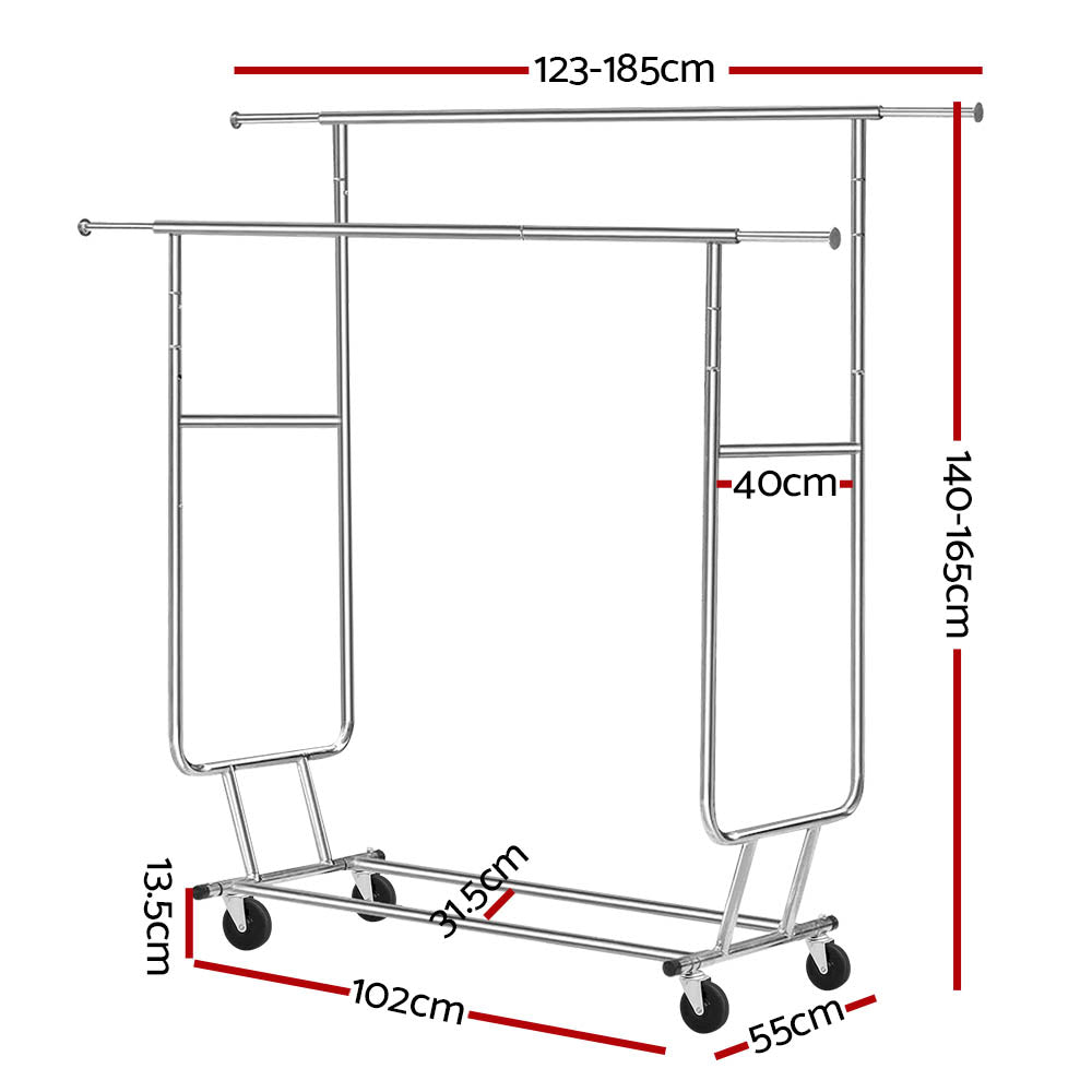 Artiss Clothes Rack Double Rail Coat Stand Adjustable Hanger