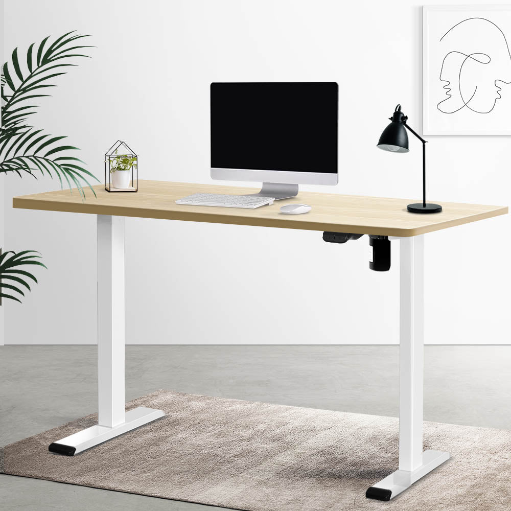 Artiss Standing Desk Motorised Sit Stand Desks White Oak 140CM