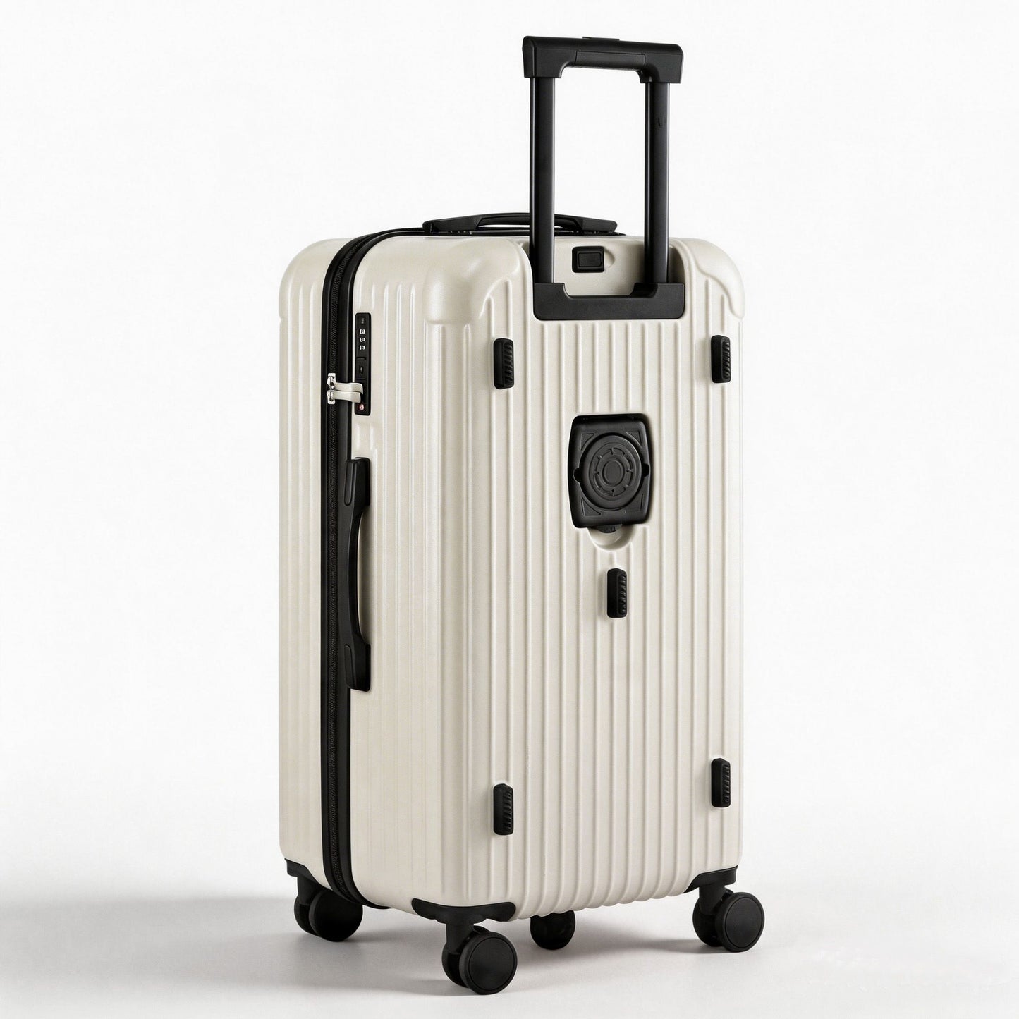 Wanderlite 28" Trunk Luggage Suitcase Travel 5 Wheels Type-C Port TSA Smoky White