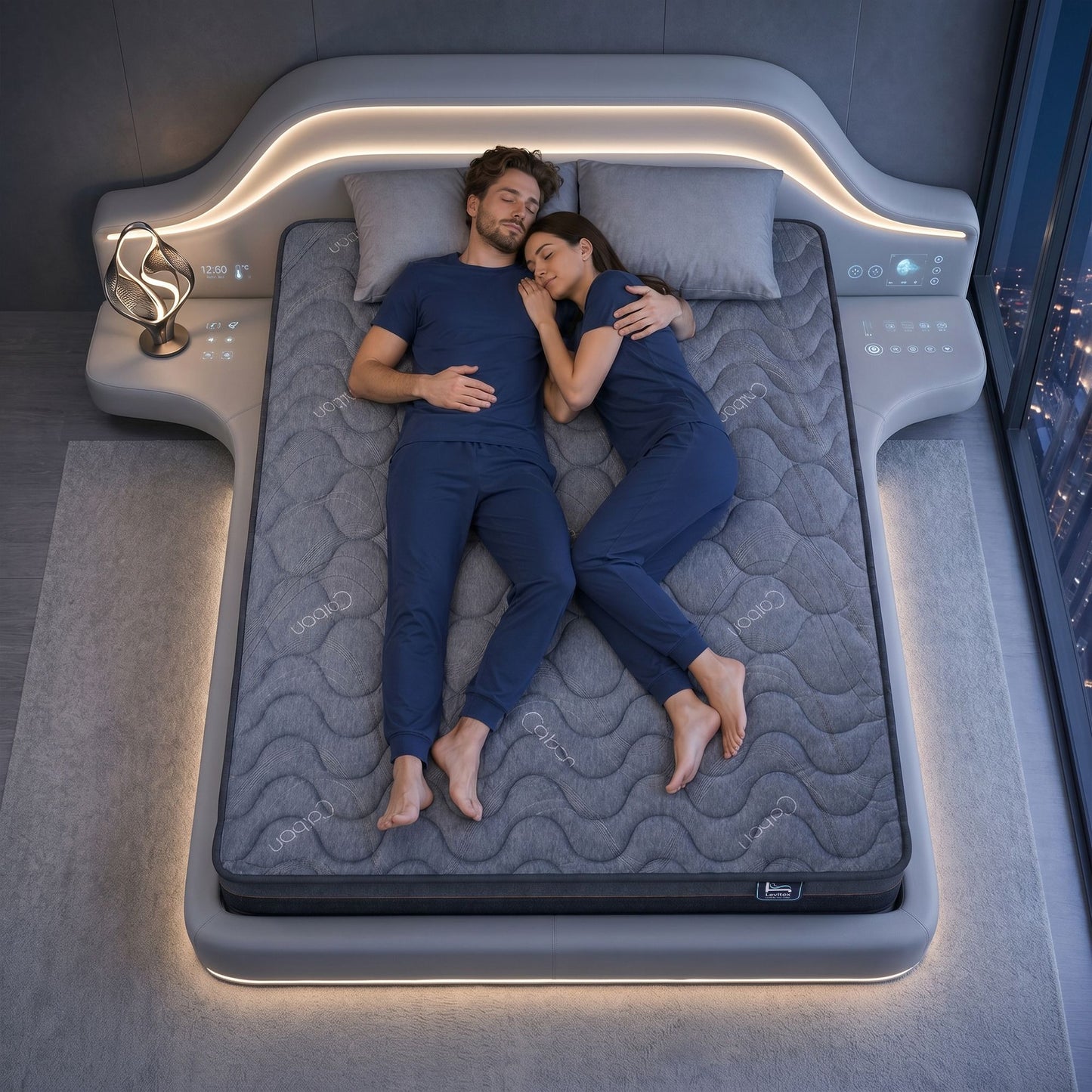 Levitex Double Mattress 25 cm Hybrid Pocket Spring with 4cm Egg Crate Foam for Deep Sleep Bamboo Charcoal Fabric