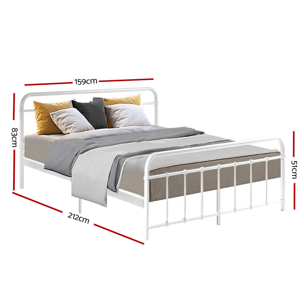 Artiss Bed Frame Metal Frames LEO - Queen (White)