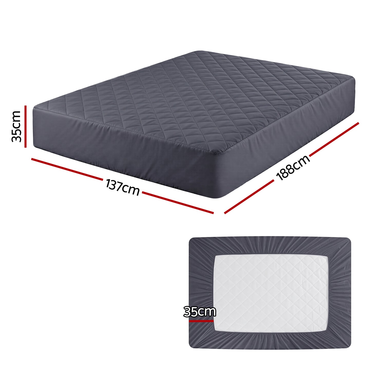 Giselle Water-Resistant Mattress Protector Microfiber 360° Fit Double