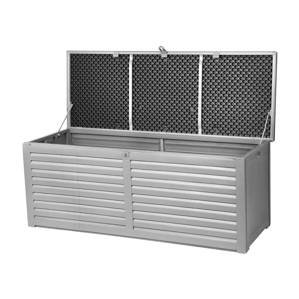 Gardeon Outdoor Storage Box 390L Container Lockable Garden Bench Tools Toy Shed Black