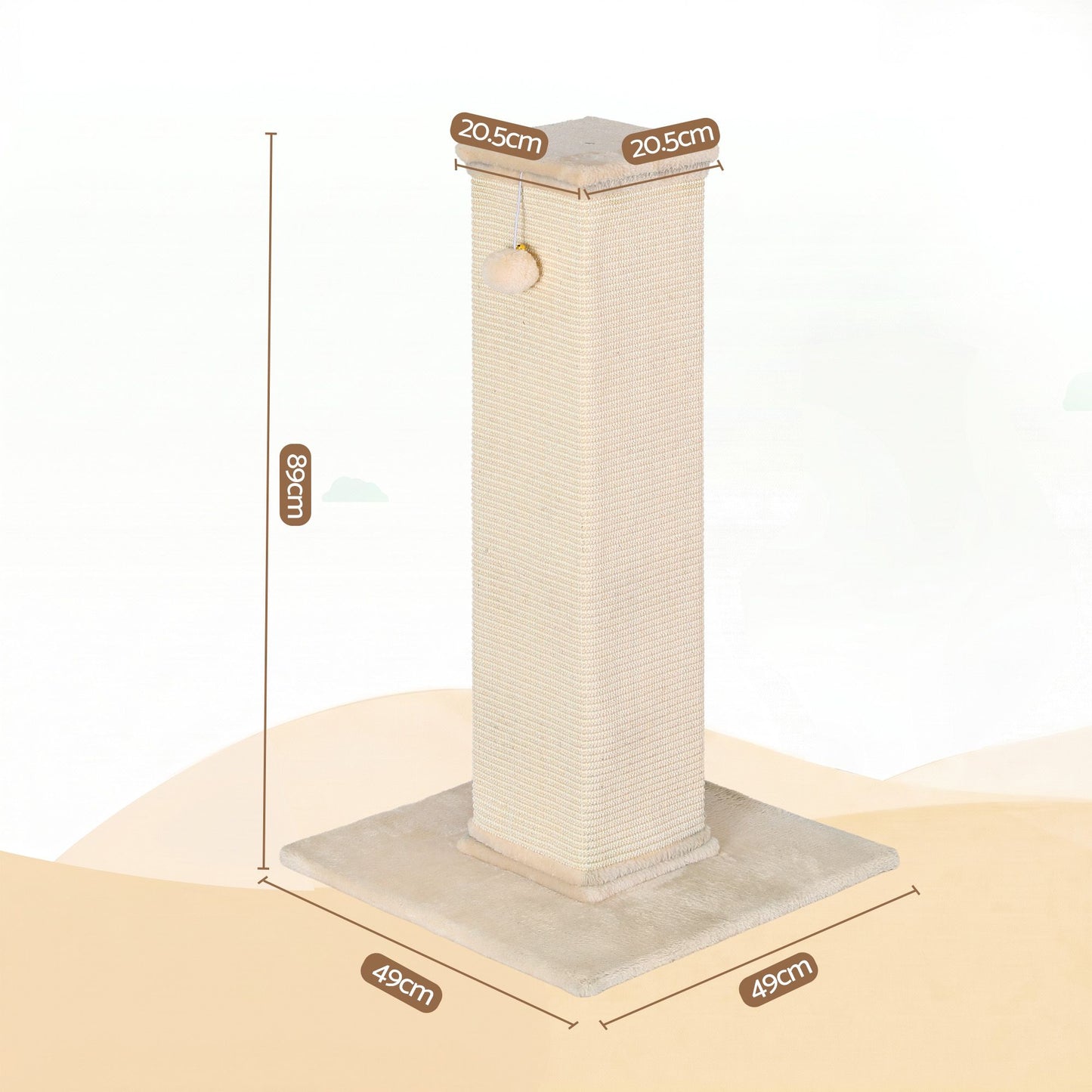 i.Pet Cat Tree 89cm Scratching Post Tower Scratcher Wood Condo Bed House Trees Beige