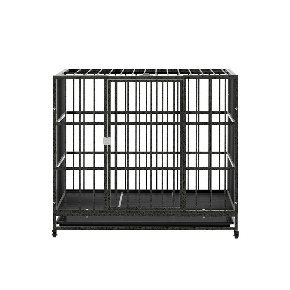 i.Pet Dog Cage Crate Large Puppy Cat Anti-Bite Pet Kennel Wheels w/Tray Metal