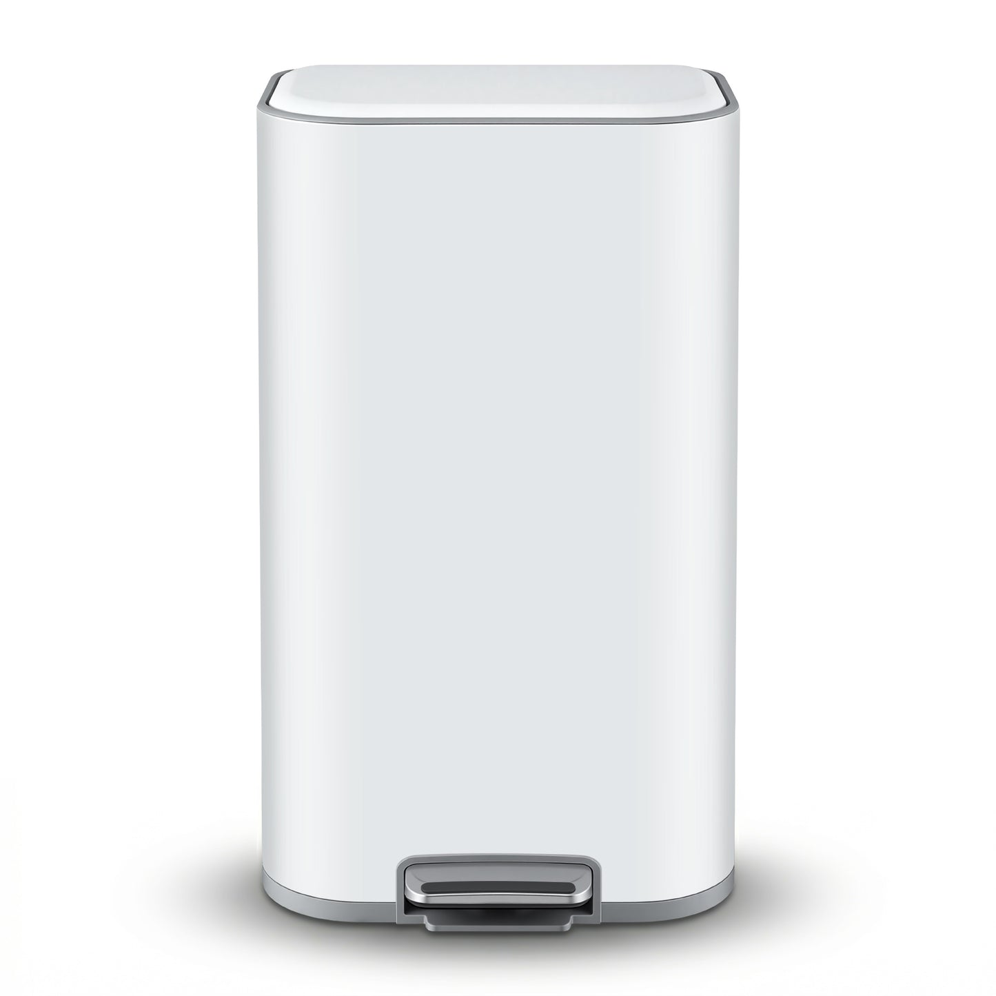 Cefito Kitchen Trash Can 40L Pedal Bins Rubbish Bin Steel with Soft Close Lid, Removable Inner Bucket, Rectangular Garbage Can Recycling Bin, White