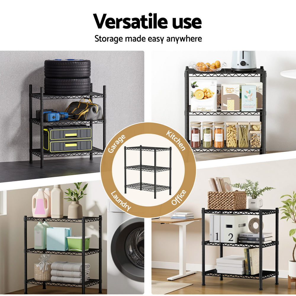 Artiss 3-Tier Shelving Unit Adjustable Garage Storage Shelves Kitchen Rack Steel