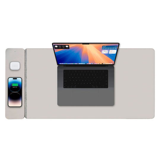 Laser Wireless Charging Desk Mat Grey