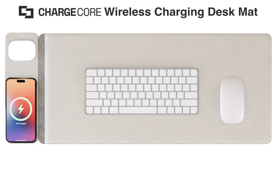 Laser Wireless Charging Desk Mat Grey