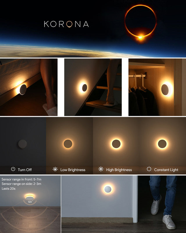 LED Motion Sensor Night Light Indoor, Cordless Battery Powered,Stick-on Warm White Light with Built-in Infrared Motion Detection, Sensor Light for Hallway,Bedroom