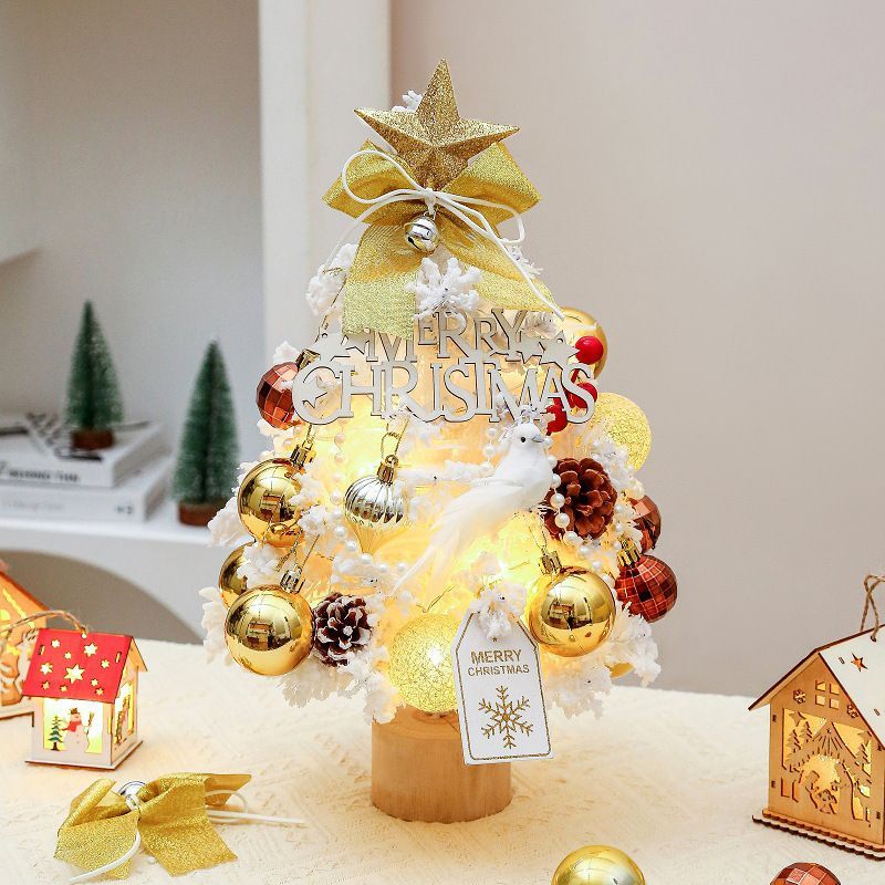 mini desktop Christmas tree, flocked pink Christmas tree, Christmas tree set, Christmas decorations, DIY Christmas tree, Christmas gift, office Christmas decor, festive tabletop tree - Christmas - Size 3