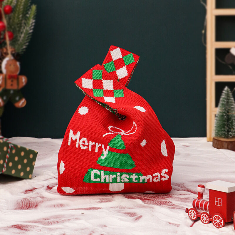 Christmas gift 4-Pack Christmas Knitted Gift Bags - Small & Big Festive Pouches for Apples, Candies, Christmas Eve Gifting & DecorationProduct（S） 