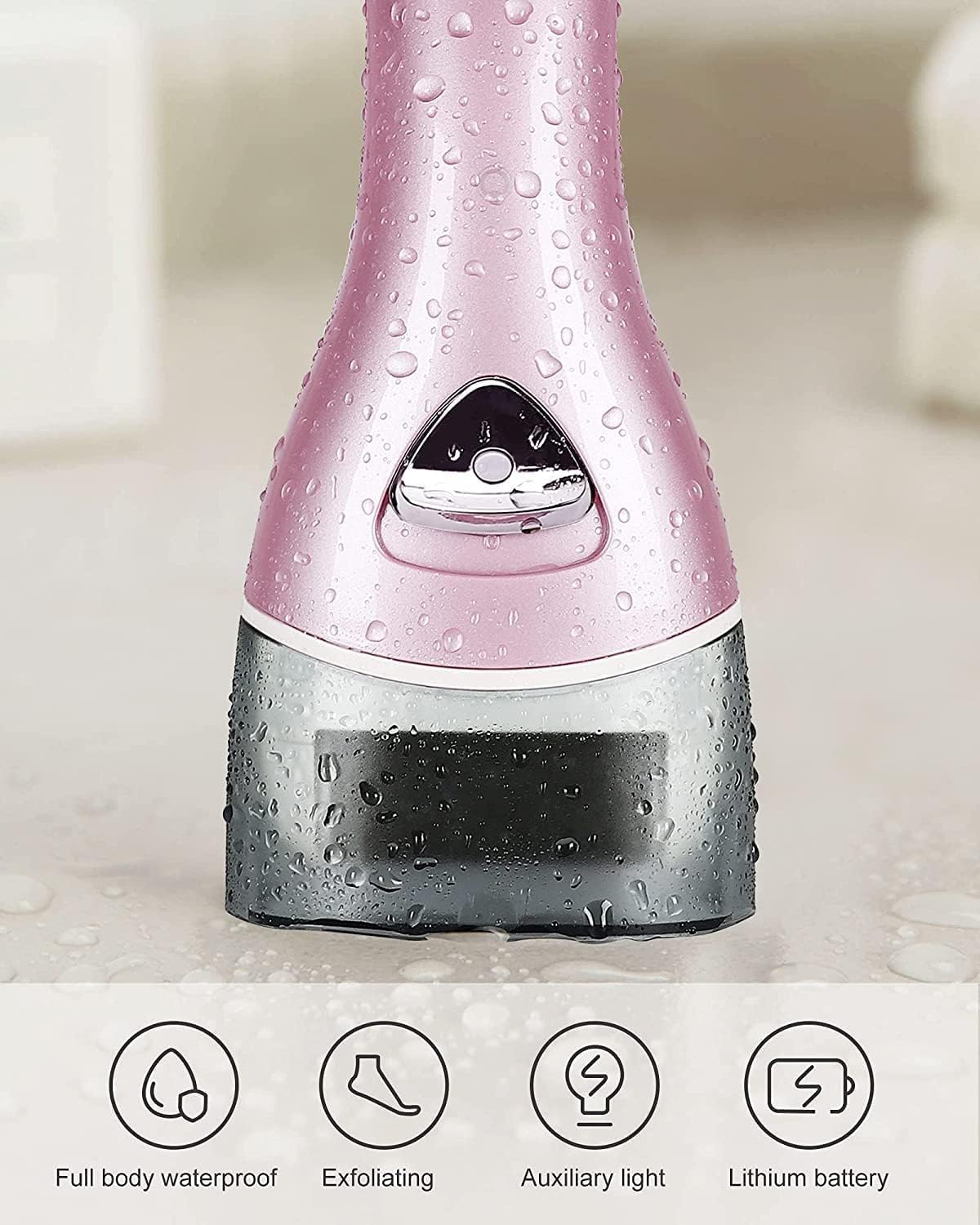 Electric Foot File Rechargeable Pedicure Tool – 3 Interchangeable Rollers (Fine, Regular, Coarse), IPX6 Waterproof, 2-Speed Motor, LED Power Indicator, USB Charging, Includes Cleaning Brush, Compact & Quiet for Home Spa (Pink)