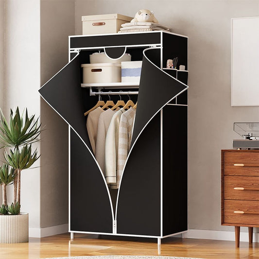 Portable Closet Wardrobe | Freestanding Clothes Rack with Shelves | Storage Cabinet for Bedroom, Living Room, or Entryway | Hanging & Shelving Organizer for Clothes, Shoes, and Bags