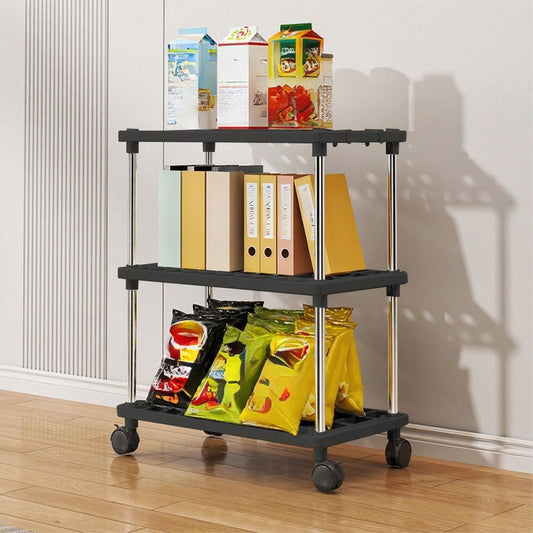 3 Small Shelves Storage Shelf, Adjustable Organizers Storage Shelving With Wheels For Bathroom Laundry Room Kitchen Pantry