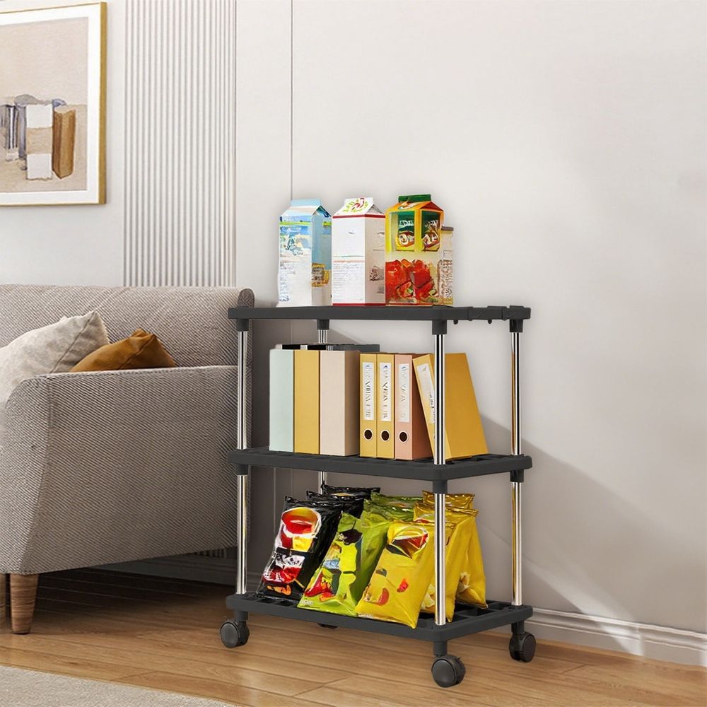 3 Small Shelves Storage Shelf, Adjustable Organizers Storage Shelving With Wheels For Bathroom Laundry Room Kitchen Pantry