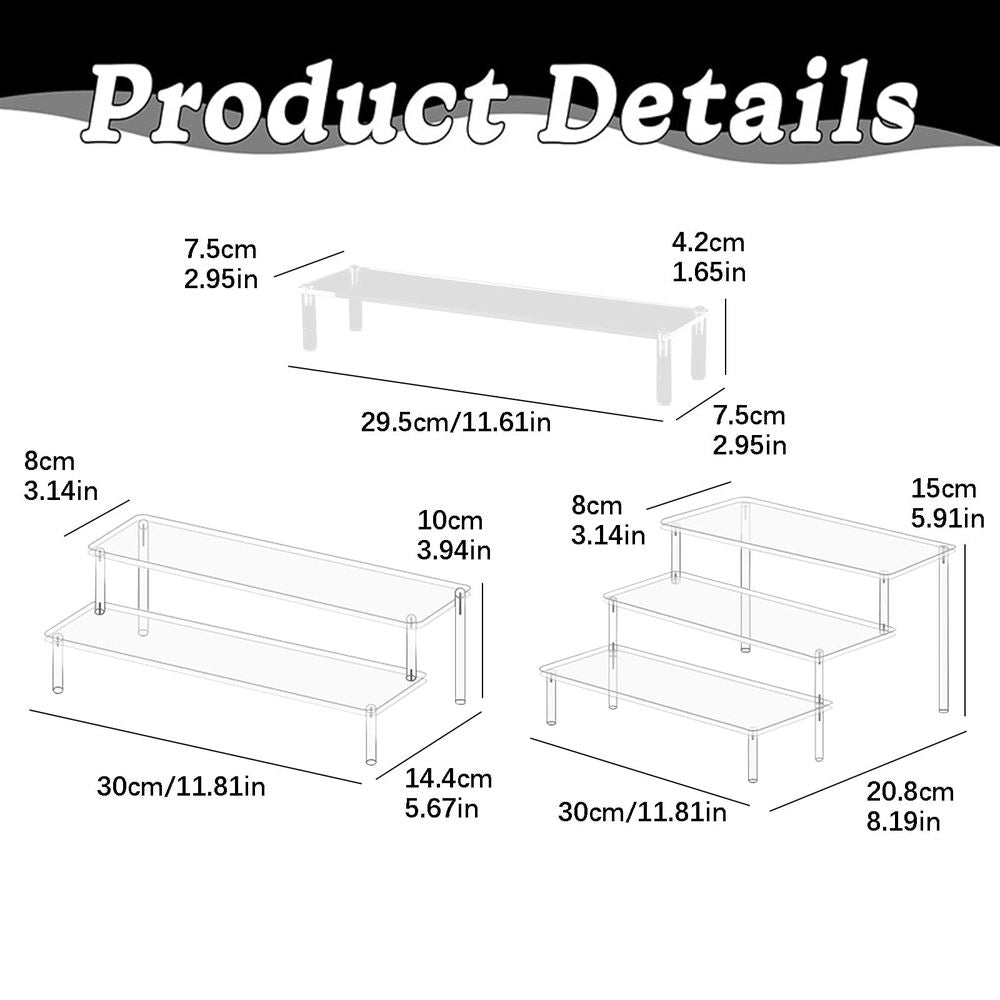 1-Tier Plastic Storage Shelf Rack, 11.8" Stackable Desktop Organizer Shelves, Bathroom Countertop Storage Rack, Kitchen Spice Organizer Shelf, Multipurpose Home Storage Shelving for Kitchen Office