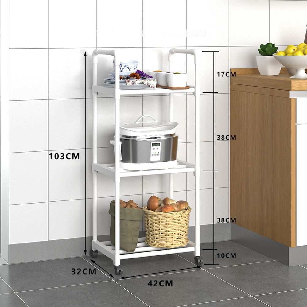 3-Tier Kitchen Storage Shelves, Bakers Rack For Kitchen With Storage, Kitchen Storage Shelf Rack, Storage Rack Shelving Unit Organizer For Bedroom Laundry Closet